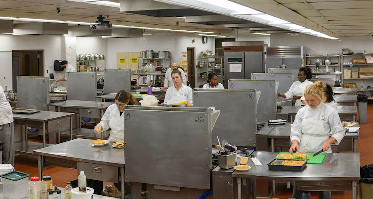 Culinary arts students in lab