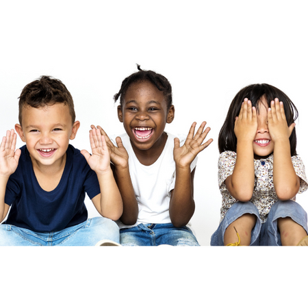 Three happy children playing