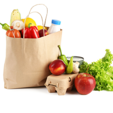 Food in a paper grocery bag