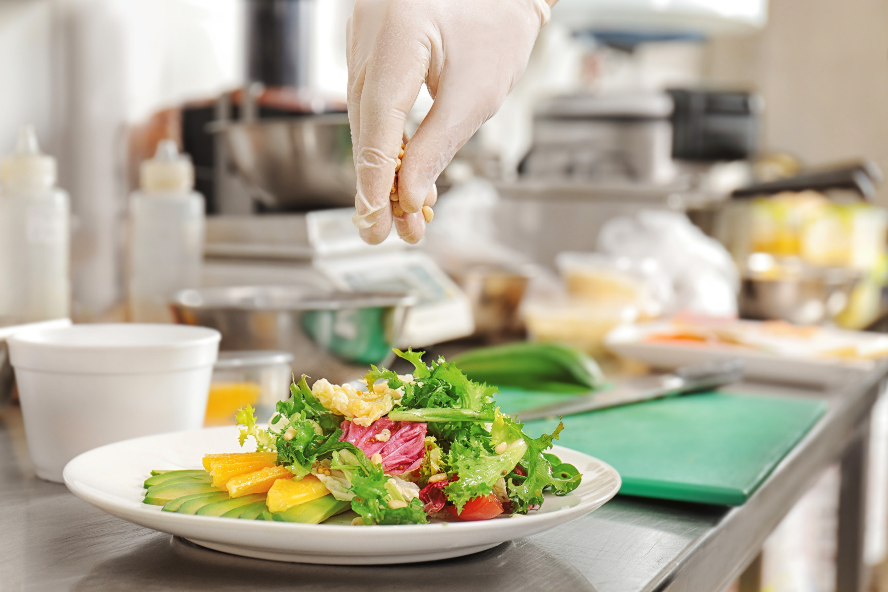 salad plate on kitchen counter