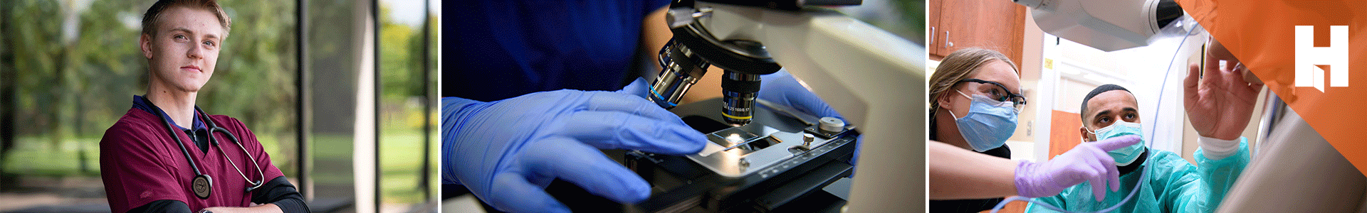 healthcare students learning in labs