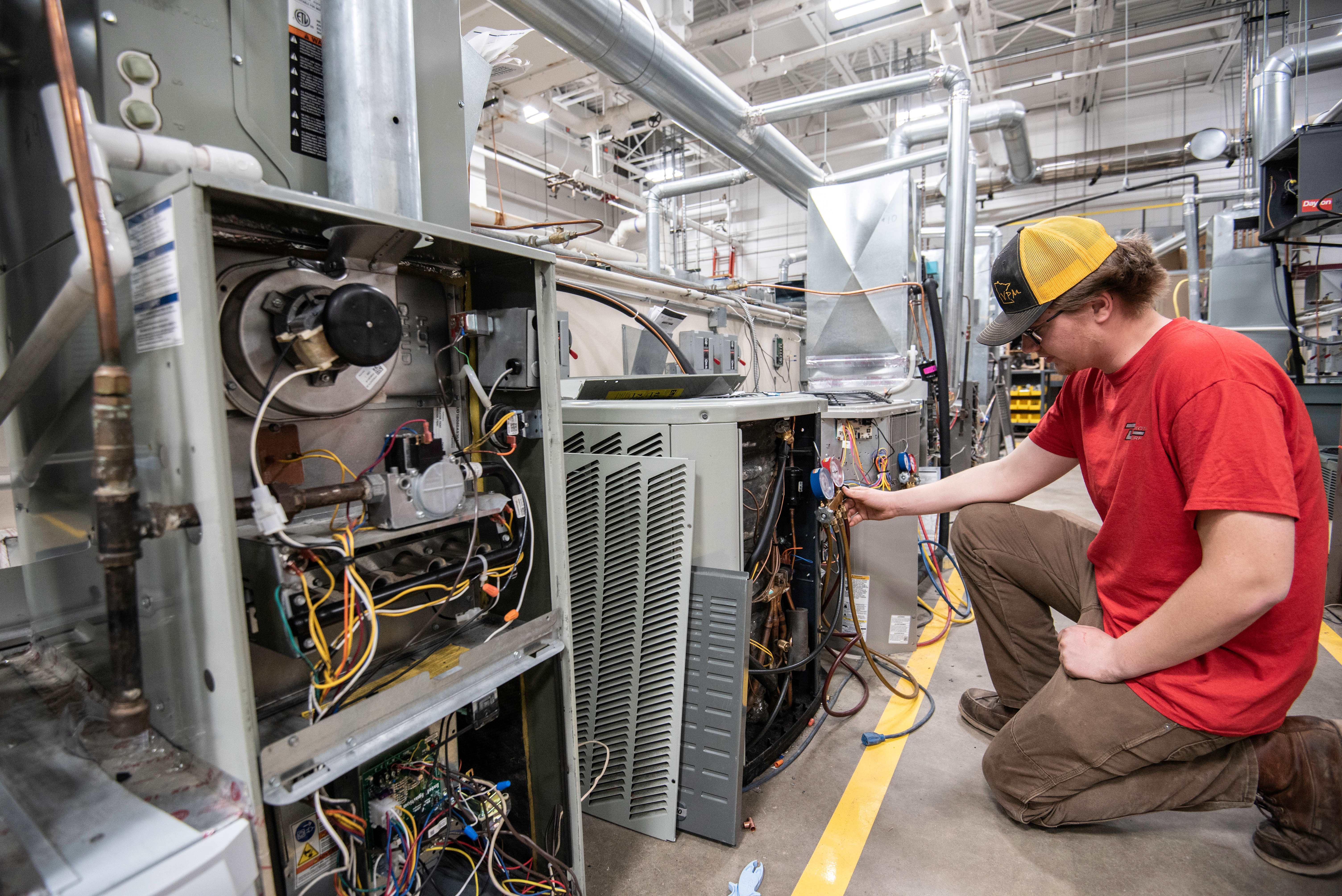 PSEO student Jackson Schaffer in HVAC